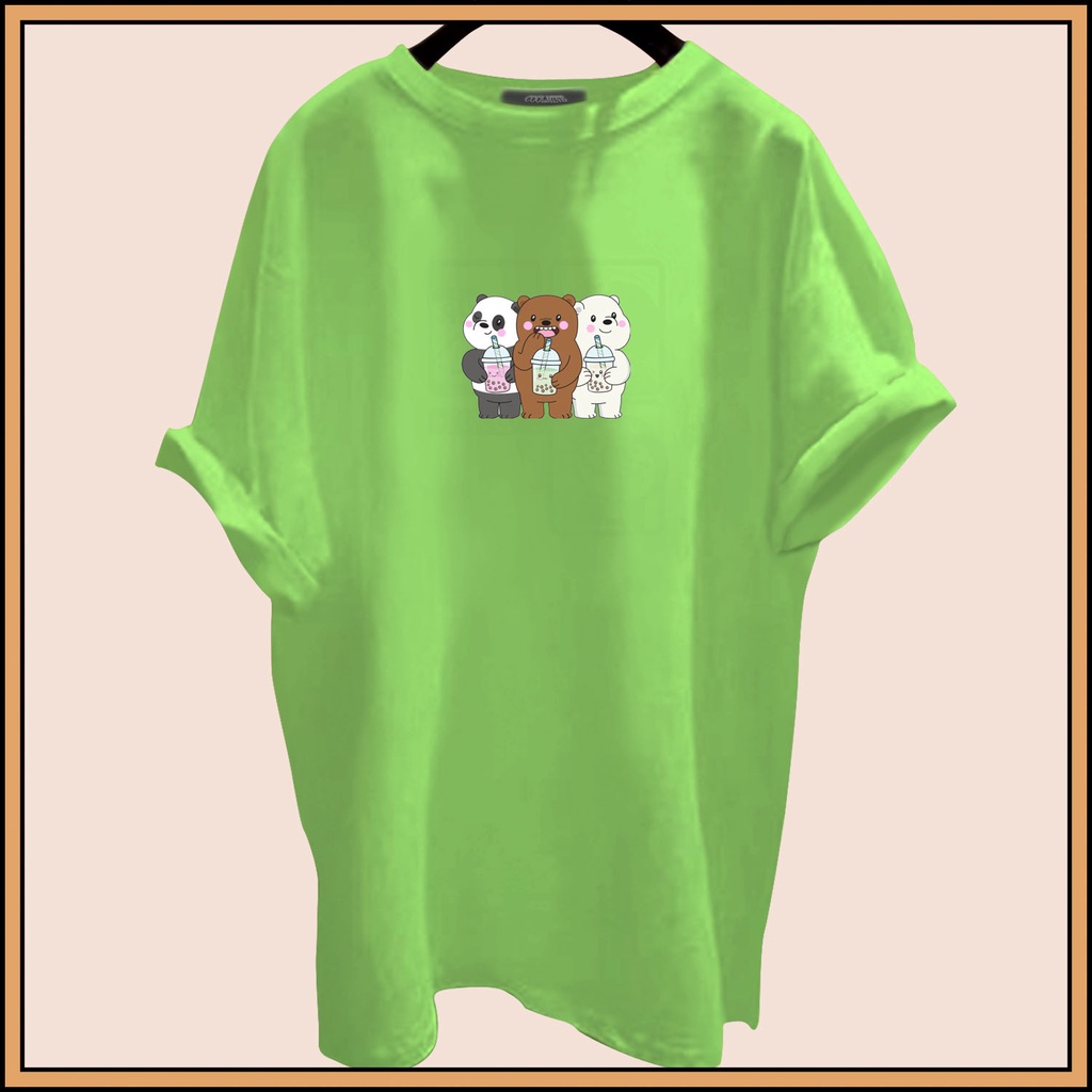 CALVIERO SHOP - BAJU KAOS ATASAN WANITA PRINT WE BEAR BUBBLE GALAXY PRINT