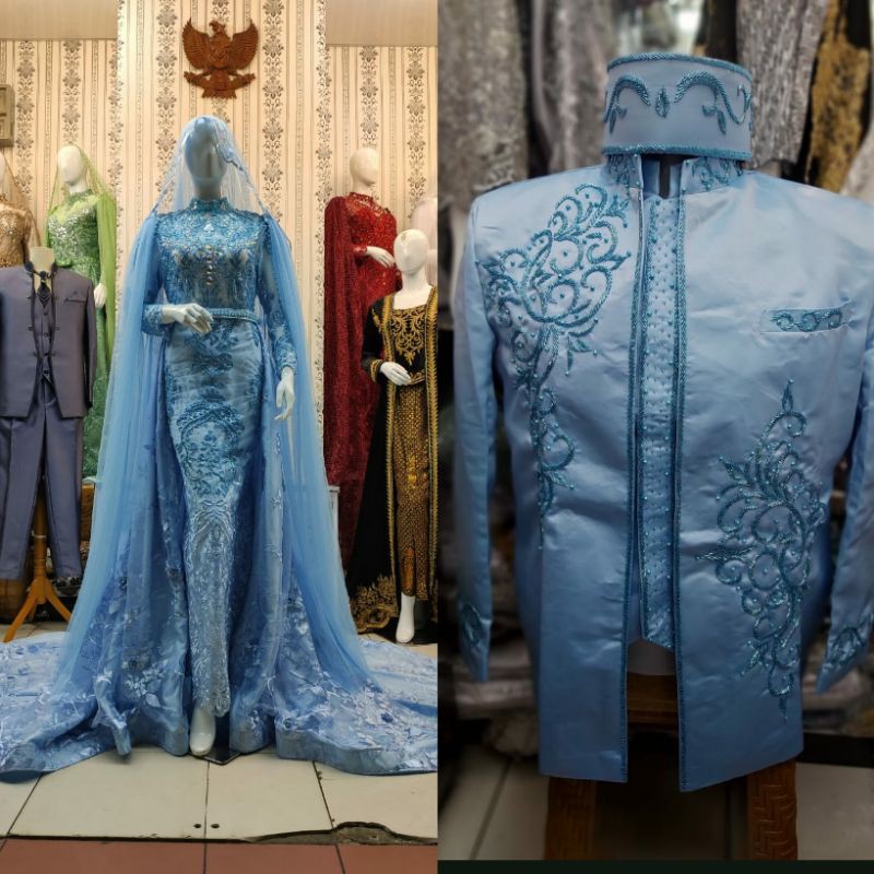 GAUN PENGANTIN COUPLE TERBARU//GAUN WEDDING JUBAH MEWAH BEREKOR//GAUN