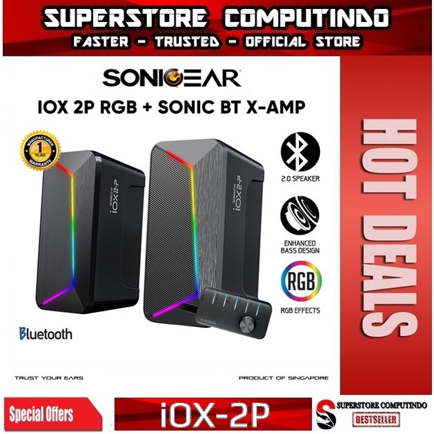 Speaker Bluetooth SonicGear iOX 2P Stereo| Enhance Bass | RGB Lighting