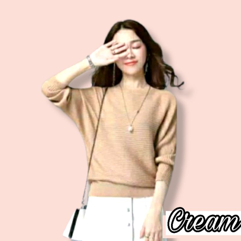 BATWING LASPERAL KNIT BLOUSE RAJUT POLOS OVERSIZE WANITA BAJU KALONG RAJUT WANITA BAJU RAJUT WANITA OUTER RAJUT WANITA ATASAN RAJUT WANITA TERLARIS TERLAKU TERMURAH TERBAIK COD KEKINIAN TRENDING VIRAL ISCO PUSAT GROSIR PRODUK RAJUT KNIT ONLINE TERBESAR-Cream