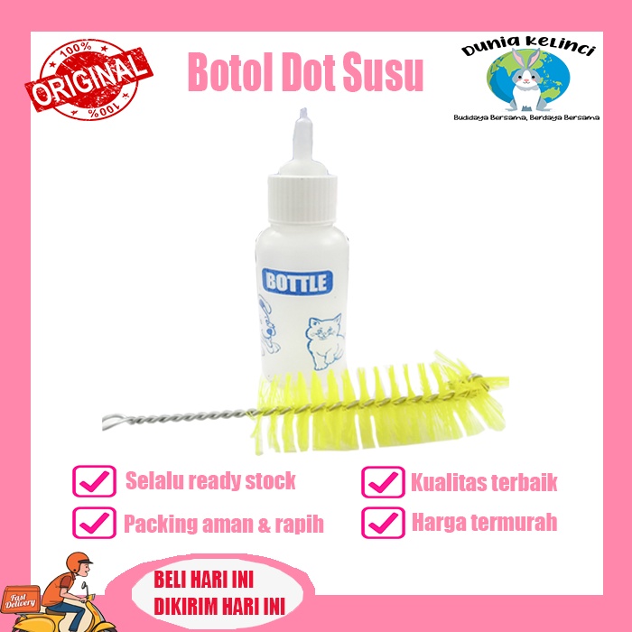 Botol Dot Kucing Kelinci Susu 40 ml Kitten Baby Hamster GRATIS SIKAT