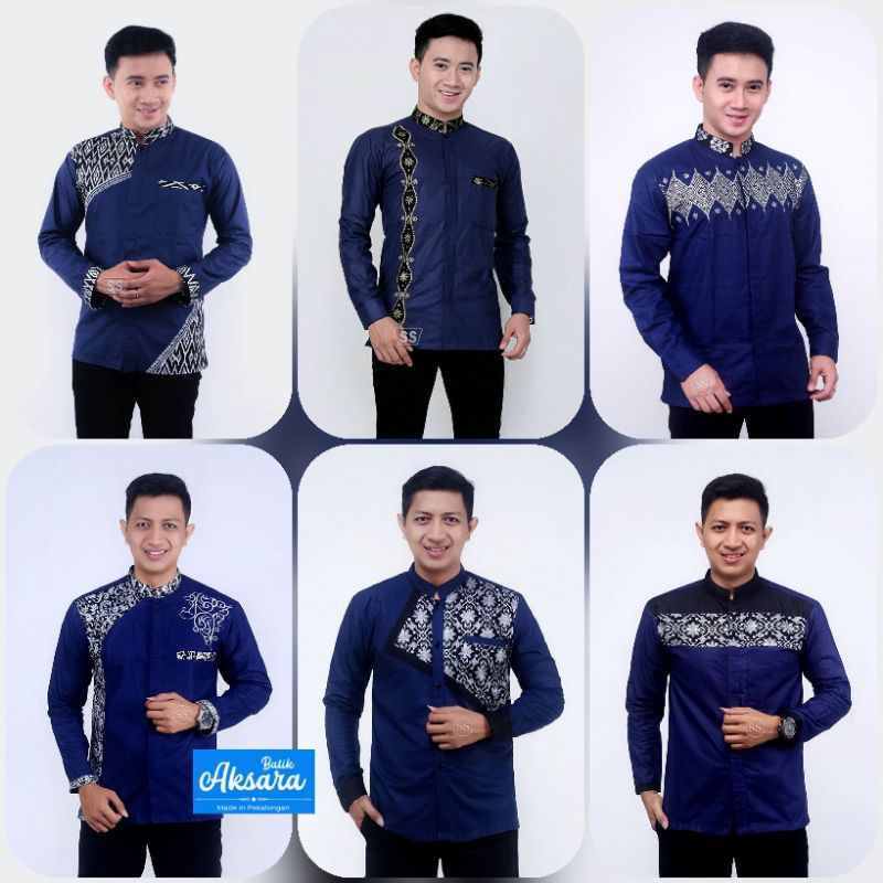 Ori Aksara Batik - Baju Kemeja Koko Pria Modern Murah Katun Oil Kombinasi Bordir Model Terbaru 2021