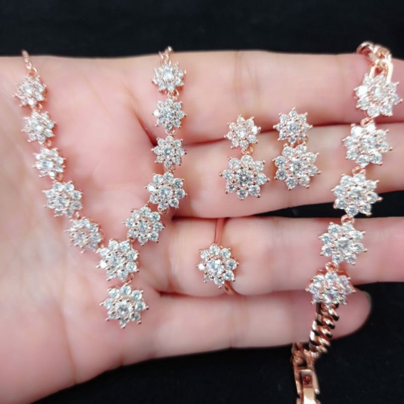 GabrielleJewelry - Set Perhiasan Tura Replika Berlian Medan Lapis Emas