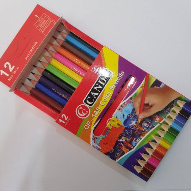 Pensil warna12 warna murah / Pensil warna pendek / Pensil warna panjang-2