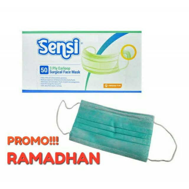 Masker SENSI ASLI 3 ply standar kesehatan medis cantol