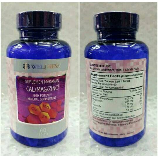 WELLNESS CAL/MAG/ZINC 60 TABLETS - CAL MAG ZINC CALCIUM MAGNESIUM KEROPOS TULANG SENDI GIGI GUSI