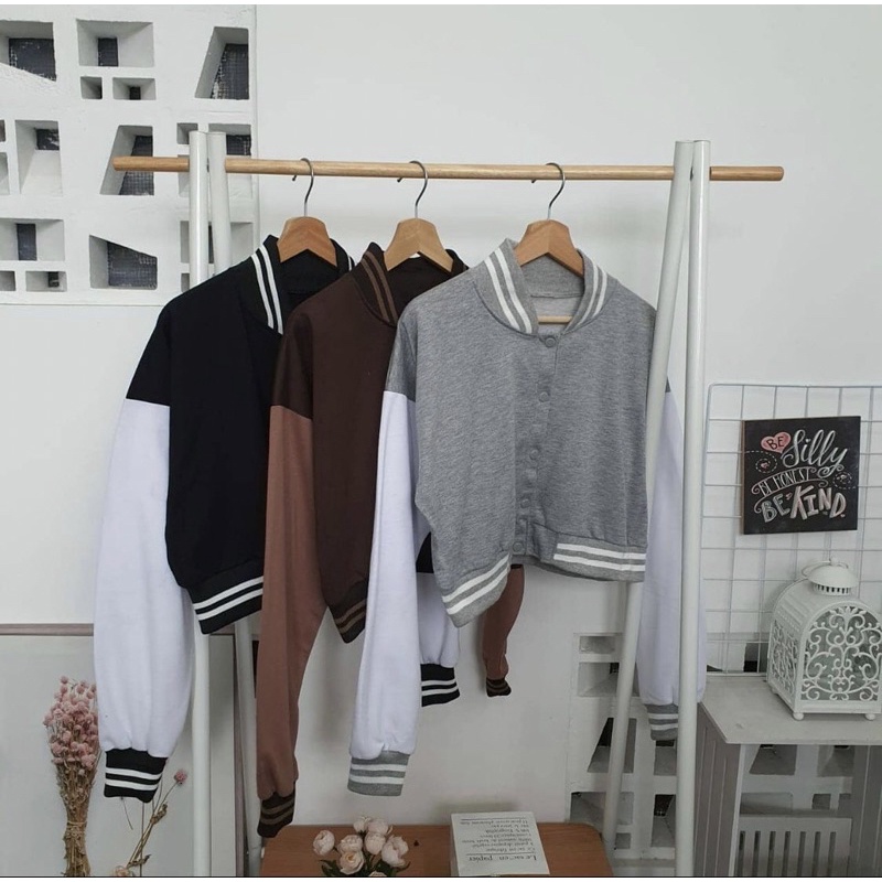 CROPEE BASEBALL JACKET, Jaket Wanita, Jaket Crop