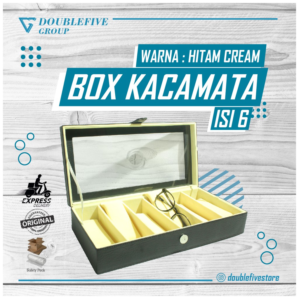 Kotak Kacamata Isi 6 Hitam Cream / Box Kacamata / Tempat Kacamata / Glasses Box
