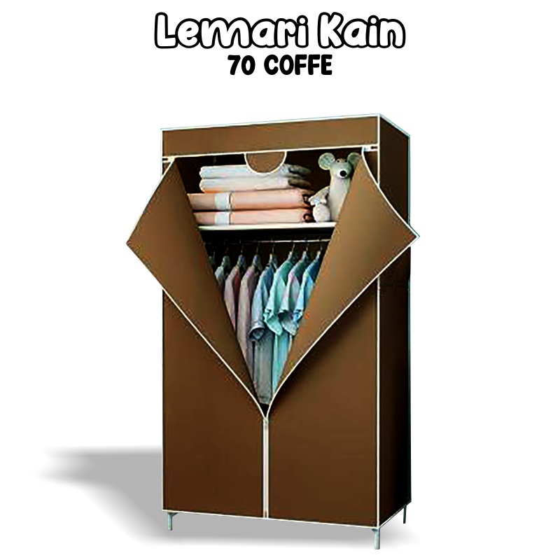 Lemari Pakaian kain 2 Sisi Lemari Baju Portable Lemari Pakaian Kain 2 Sisi Lemari Baju Portable Serbaguna Lemari 70