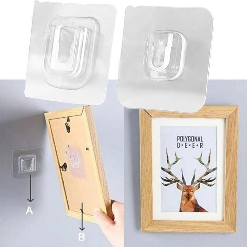 1Set 2pcs Gantungan Hook tempel dinding 2 sisi/ Double-sided Adhesive Wall Hooks