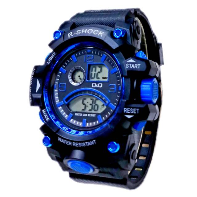 Jam Tangan Pria Sporty Digital QQ005 Strap Rubber Anti Air