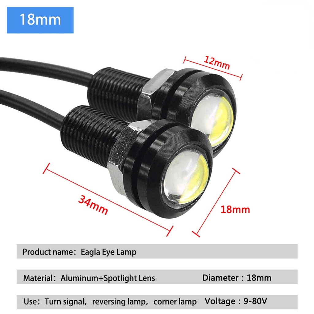Lampu led eagle eye 18mm high power smd 12v Untuk drl / fog lamp / Sein / Mundur Mobil