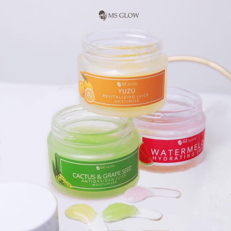 Ms Glow Moisturizer Juice Watermelon, Yuzu, Cactus &amp; Grape Seed Pelembab Wajah Hydrating MsGlow