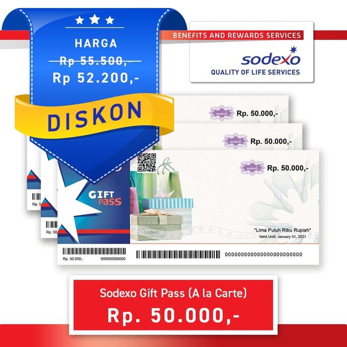 Promo Voucher Sodexo Gift Pass Nominal Rp50 000 Diskon Shopee Indonesia