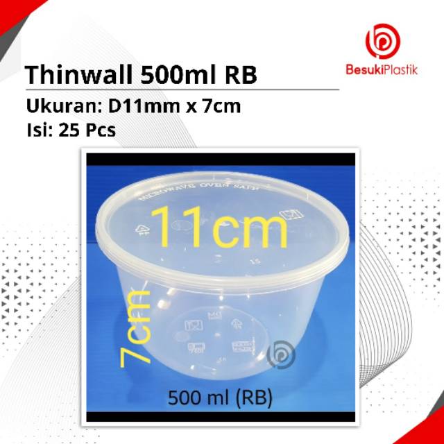 Thinwall 500ml RB / Thinwall Mangkok 500ml / Mangkok 500ml / Mangkok Plastik 500ml