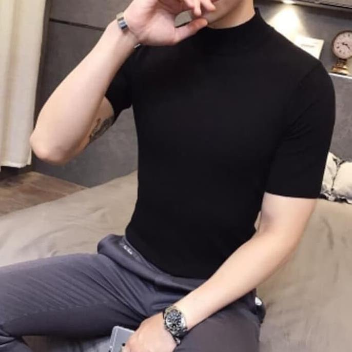 Ftsl Pendek Kaos Turtleneck Lengan Pendek Turtle Neck Pria Baju Style