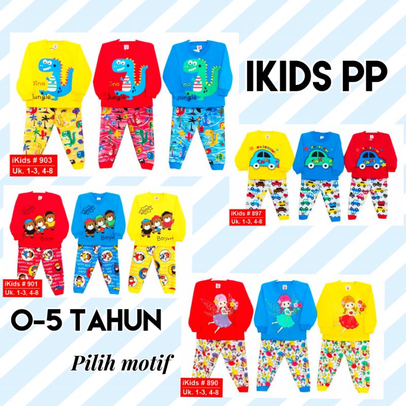 SETELAN BAJU TIDUR PIYAMA ANAK CEWEK COWOK IKIDS 0-5 TAHUN / SETELAN IKIDS LENGAN PANJANG UNISEX / SETELAN BAJU HARIAN ANAK IKIDS LENGAN PANJANG CELANA PANJANG PART 1