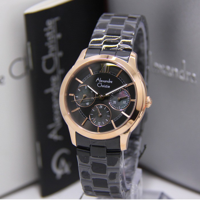 ALEXANDRE CHRISTIE 2815 WANITA BLACK ROSEGOLD ORIGINAL AC2815 AC 2815 JAM TANGAN CEWEK ARLOJI CEWEK
