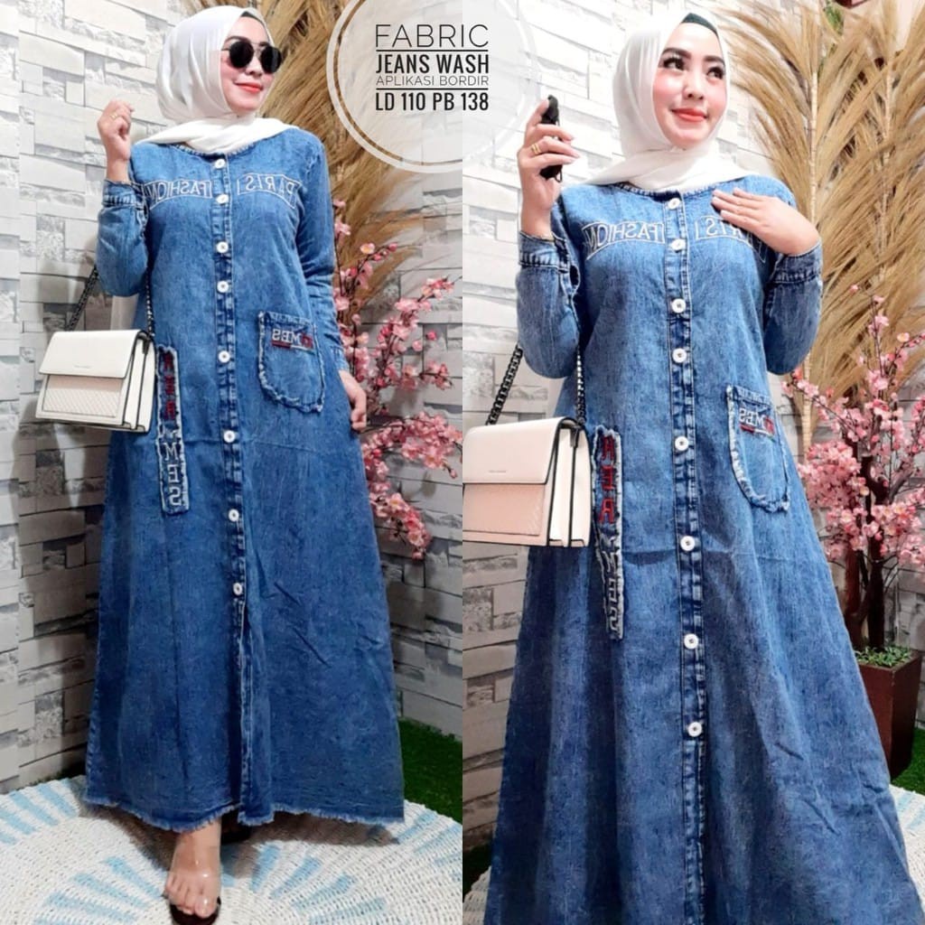 Gamis Jeans / Dress / Baju Muslim / Pakaian Wanita Model Terbaru/ Hera Dress