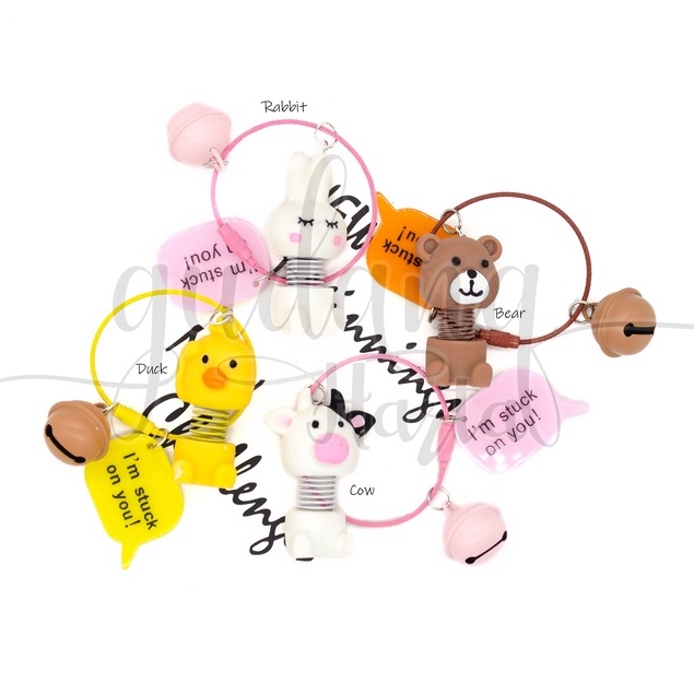 Gantungan Jumping Animal Keychain Unik Bear Duck Rabbit Cow GH 302313