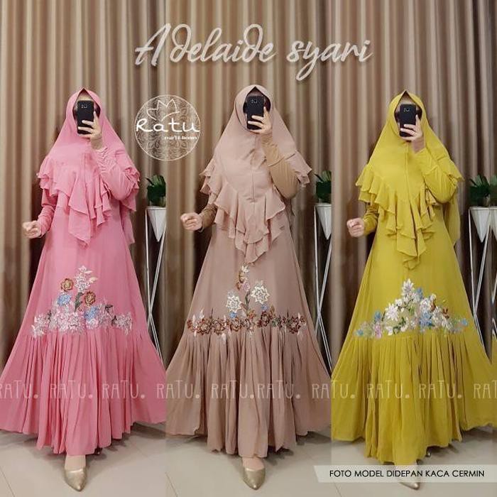 premium ADELAIDE SYARI GAMIS BRUKAT CERUTY PLISKET KLOK 3 METER MEWAH PESTA new