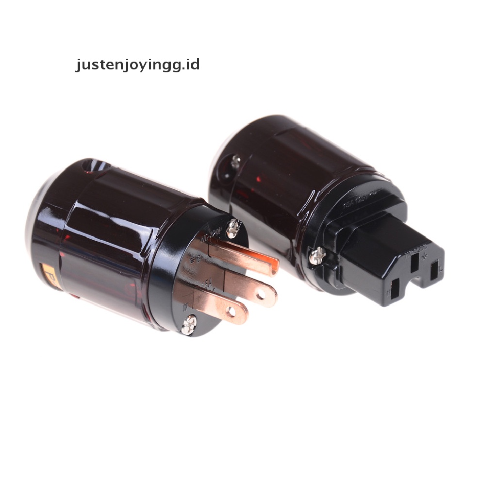 / / Justenjoyingg.id / C-079 IEC Female P-079 Male US Power plug Konektor Audio Hifi Lapis Emas