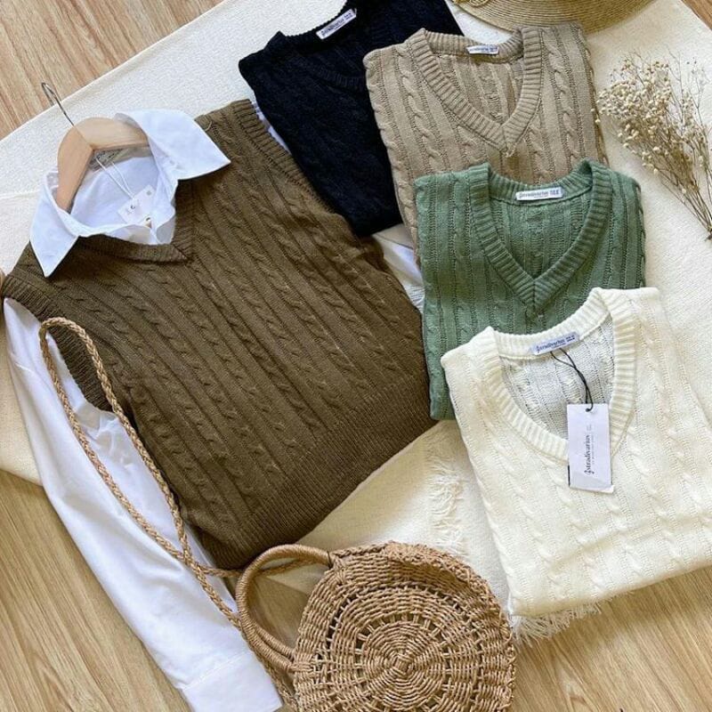 PROMO VEST ROMPI CABLE/BAJU WANITA PREMIUM/RAJUT TEBAL