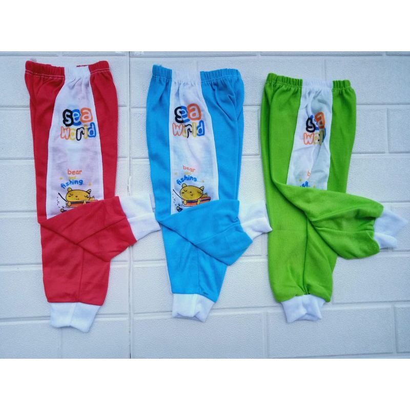 12pcs Celana Bayi Strip Panjang umur 0-12 bulan