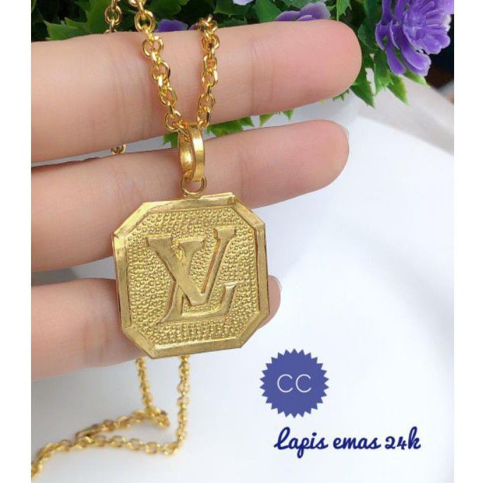 (NOV) PROMO Set Perhiasan Lapis Emas 24 Karat Xuping Kalung Liontin LV Gold Mewah Titanium