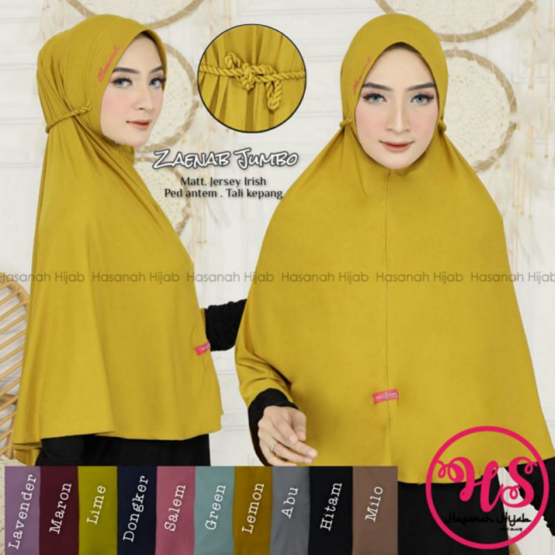 Zaenab khimar/Khimar jumbo/Khimar jersey/Khimar ped atem/Khimar tali kepang