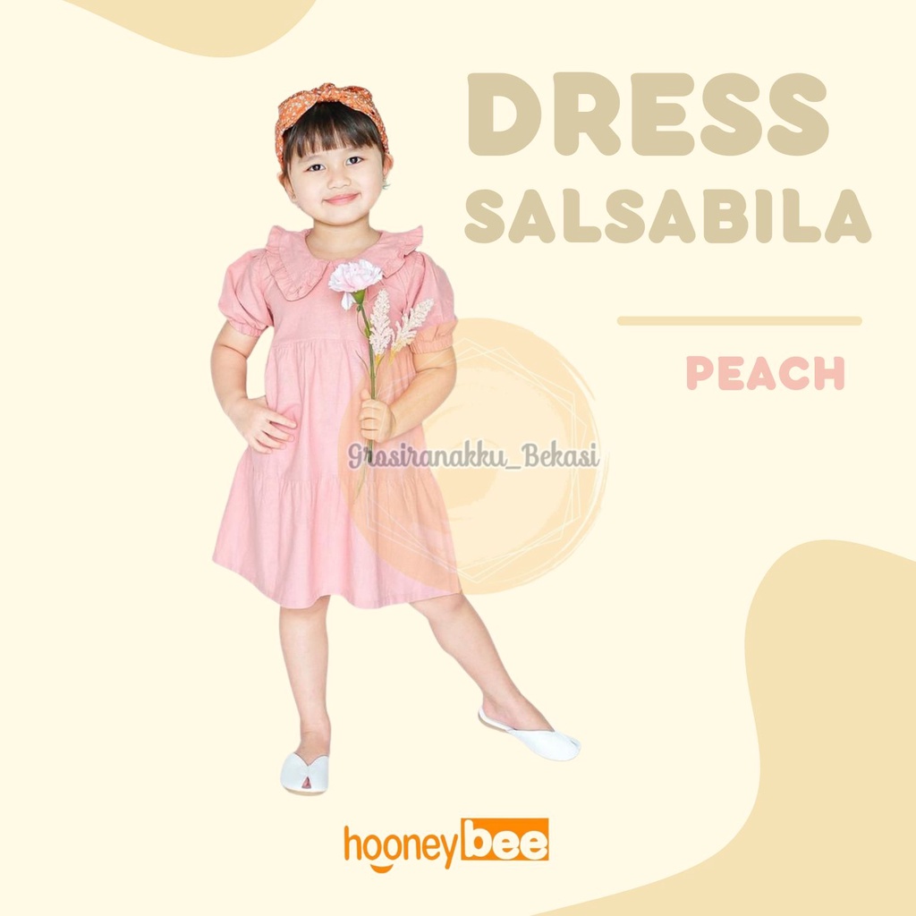 Dress Anak Linen Salsabila Warna Peach Size 1-5Thn