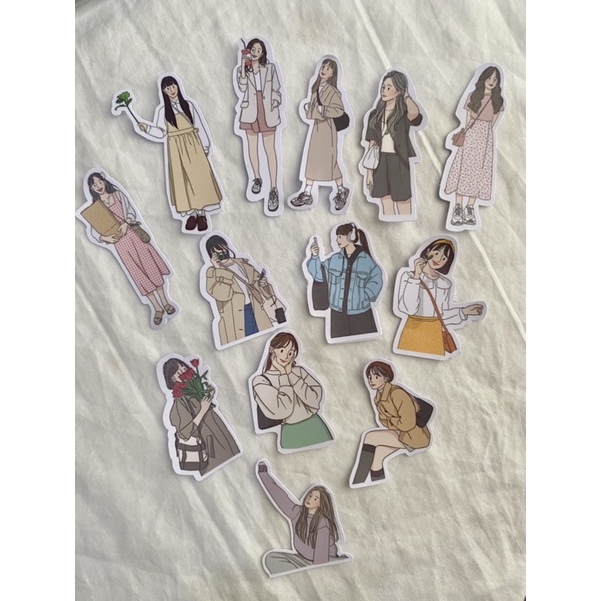 

Stiker jurnal karakter doddle korean hijab