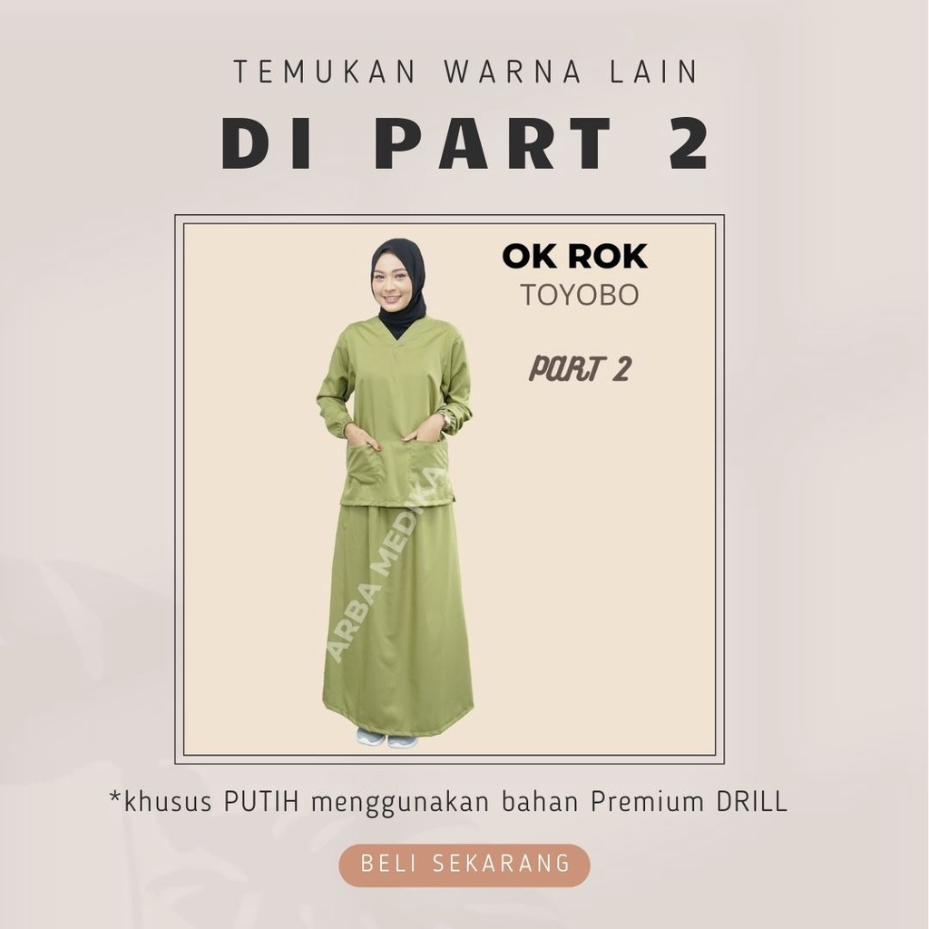 Baju OK OKA ROK dokter jaga perawat petugas medis lengan PANJANG KARET ukuran S M L XL XXL