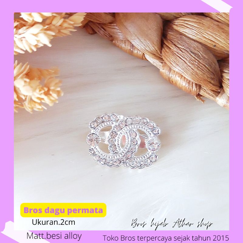 Bros B/bross signature branded import premium/brooch button/Bros hijab Athar shop scarve/Bros dada-Ch dagu silver 2cm