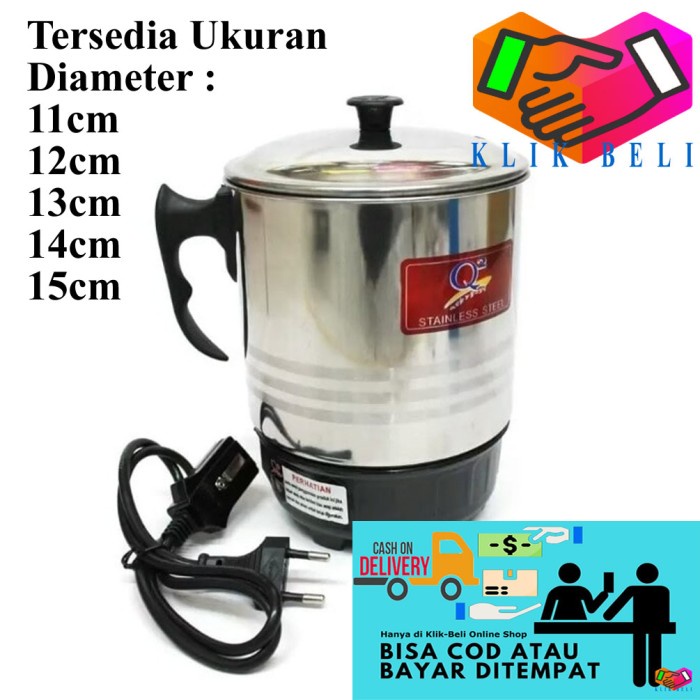 Teko Mug Listrik Teko Serbaguna Stainless Steel Pemanas Air Ketel Listrik 13 CM Terlaris F7W3 Promo 