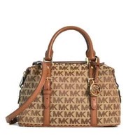 TAS WANITA BRANDED - MK GINGER DUFFLE SATCHEL SIGNATURE BEIGE EBONY