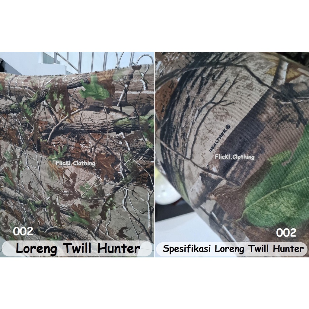 Bahan Kain Loreng Hunter Realtree Perbakin Mossy OAK Loreng Kamuflase Hunting Berburu Ranting Daun Pohon Katun