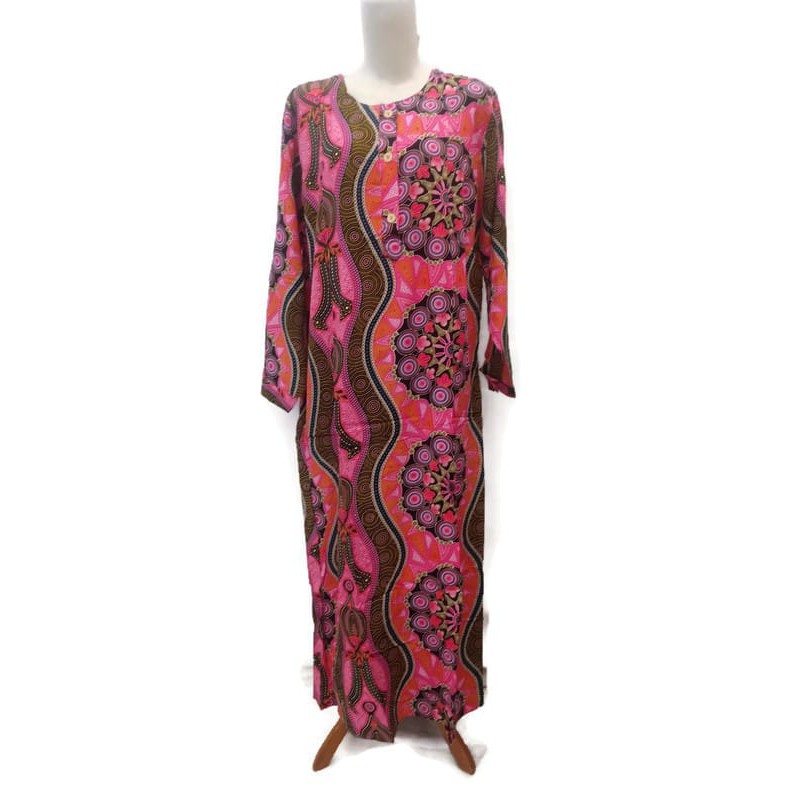  Daster  lengan  panjang  batik  kencana ungu label biru model 