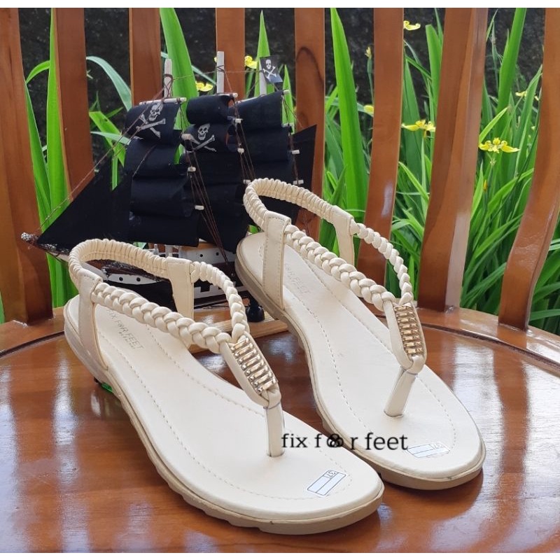 fahrie shoes sendal flat wanita tali kepang fh-47