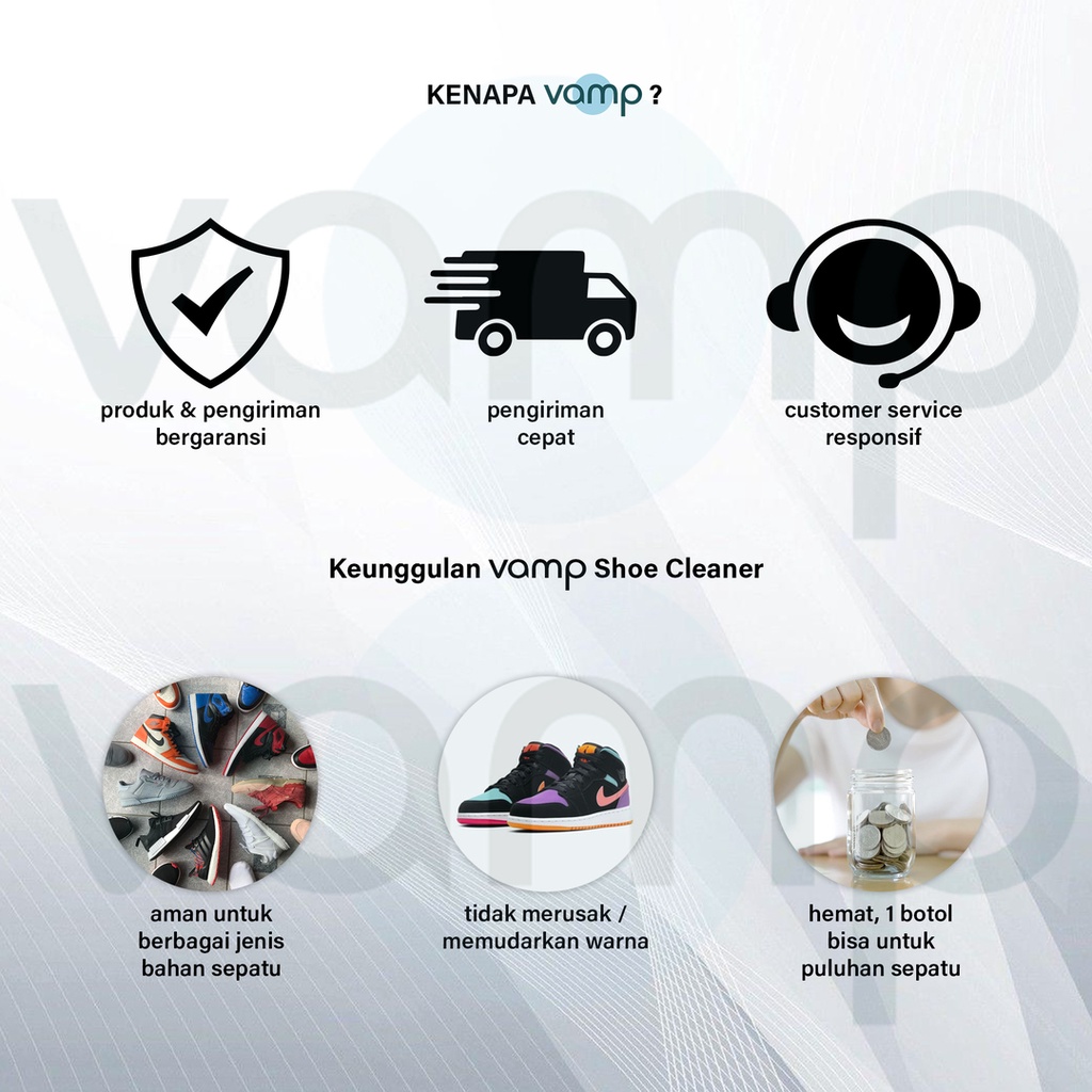 Shoe Cleaner 100ml + Premium Brush | Pembersih Sepatu Sikat Sabun Cuci Sneakers by Vamp Shoe Care | Easy Cleen