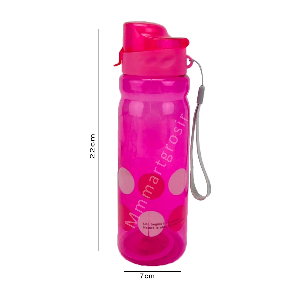 Botol Minum/ Botol minum plastik / Motif Bulat Warna Pink LY-1701 / 600 ml