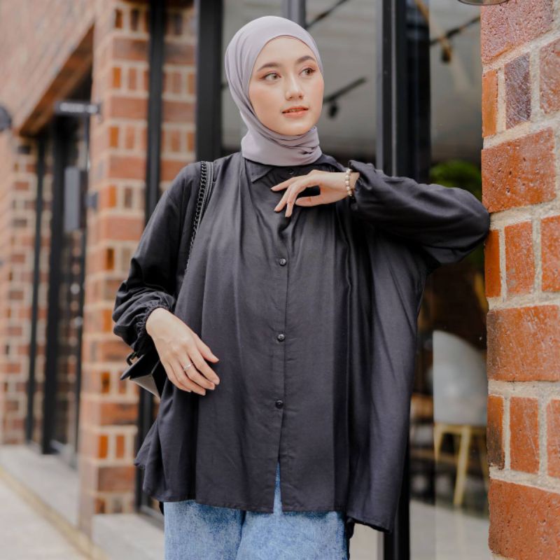 Kemeja Oversize Atasan Wanita Blouse Jumbo Rayon Viscose Fashion Solo Mura