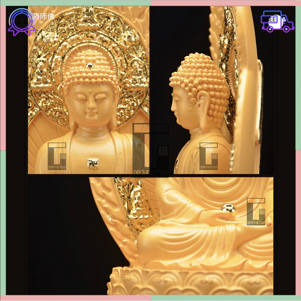 Patung Pajangan Hiasan Dekorasi Imlek Altar Meja Sembahyang Sembayang Maha Dewa Dewi Sang Buddha Budha Rupang Arca Pertapa Sakyamuni Shakyamuni Sakaymuni Sakaimuni Sidharta Siddharta Gautama Gotama Seciamonifo Amitabha Fengshui Gold Emas Hoki Cina China