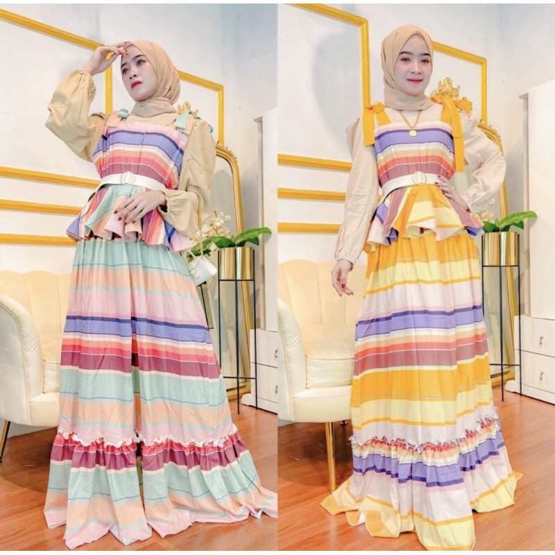 Gamis pelangi ori premium by vivorie