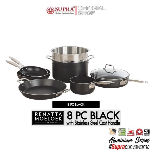 Panci Set 8 Pcs Supra Chef Renatta Moeloek I Cookware set Supra 8 pcs - Black Series