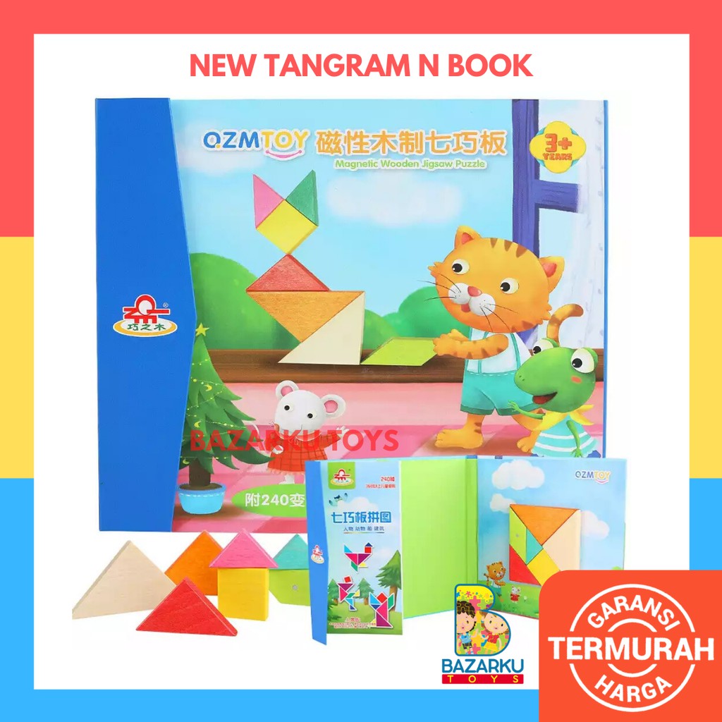Mainan Edukasi Anak New Tangram And Book Mainan Puzzle Anak Tangram Puzzle Kayu Tangram Shopee Indonesia
