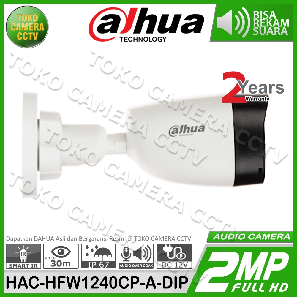 KAMERA OUTDOOR 2MP AUDIO DAHUA HAC-HFW1240CP-A-DIP BUILD IN MIC