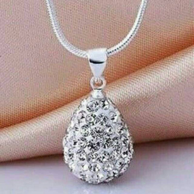 Kalung Titanium Anti Karat Liontin Tetesan Air Full Zicron