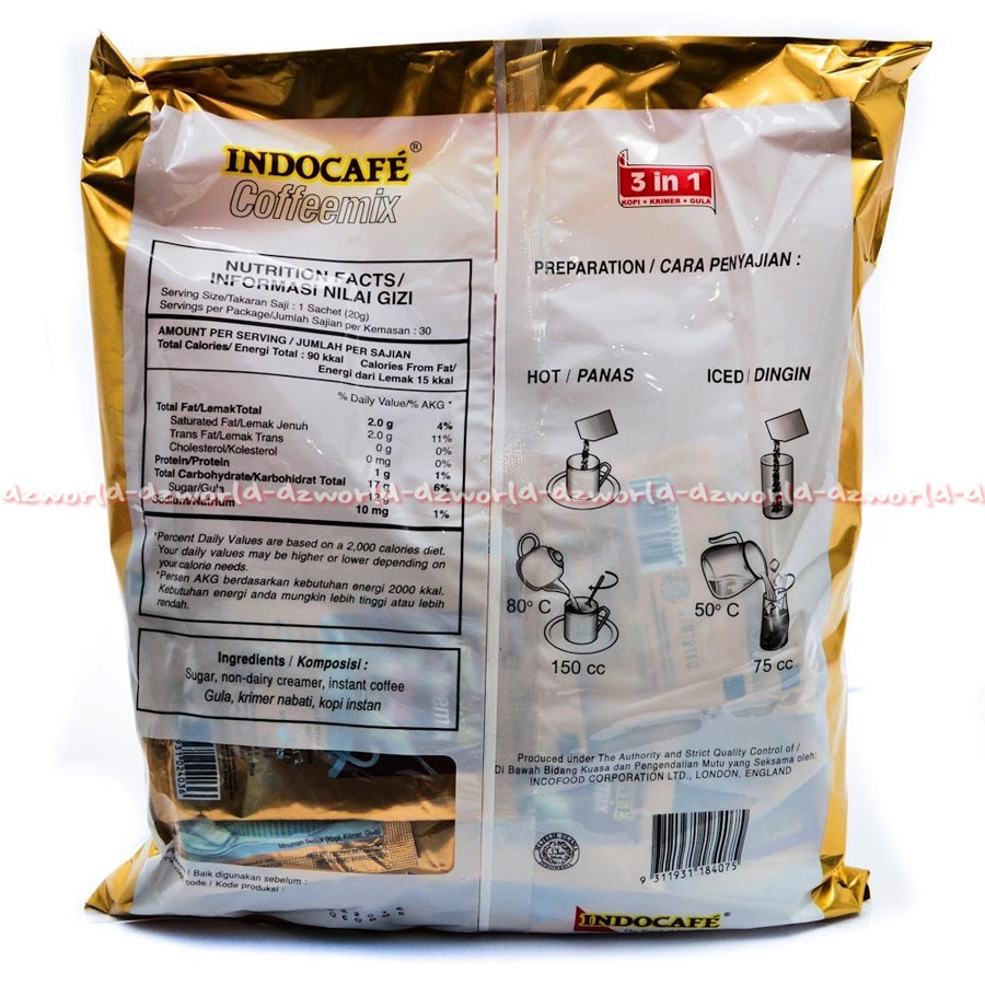 Indocafe Coffeemix 30sachet Dengan Gula Coffee Kopi Gula Kopi Instan Kopi mix Indo Cafe Cofee 3in1 3 in 1 Cofemix isi 30pcs