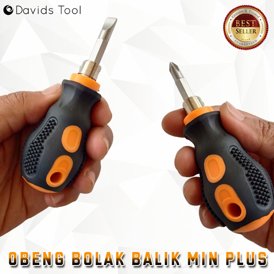 Obeng Bolak Balik Plus Minus Kecil Mini Cebol 2 Inch Karet